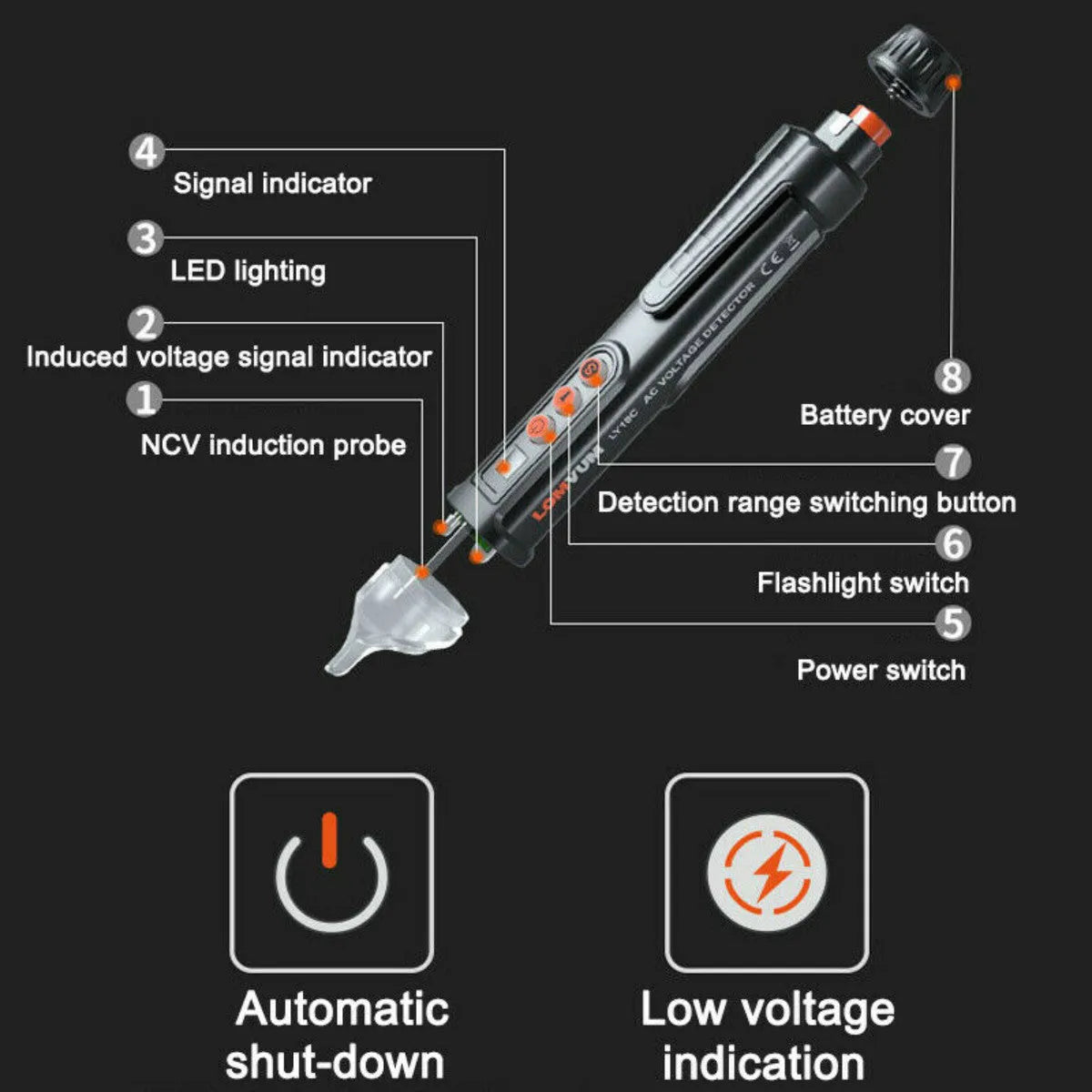 Intelligent checkpoint test pencil with sound and light alarm for solid and empty line detection