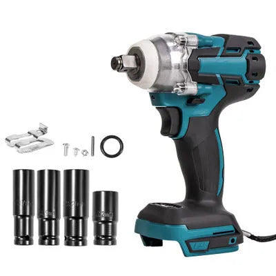 Dual use brushless electric wrench with 12.5 mm square head, 780 N.m torque, 4500 RPM, orange or blue head options
