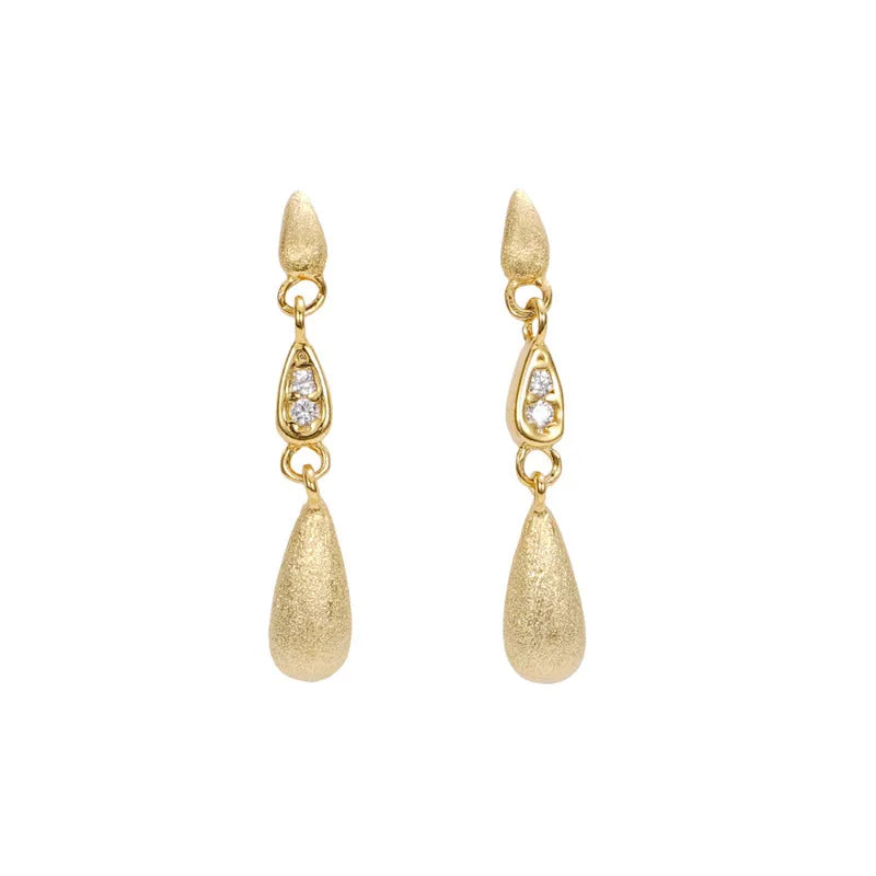 Pure silver brushed drop tassel earrings for women in plain silver colour with 4 cm drop length