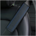 Fibre leather embossed car seat belt shoulder guard protective cover in black, 6.5x23cm