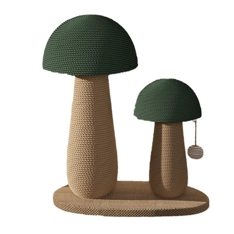 Mushroom-shaped cat scratch board made from natural jute, with dangling ball, wear-resistant and no dandruff