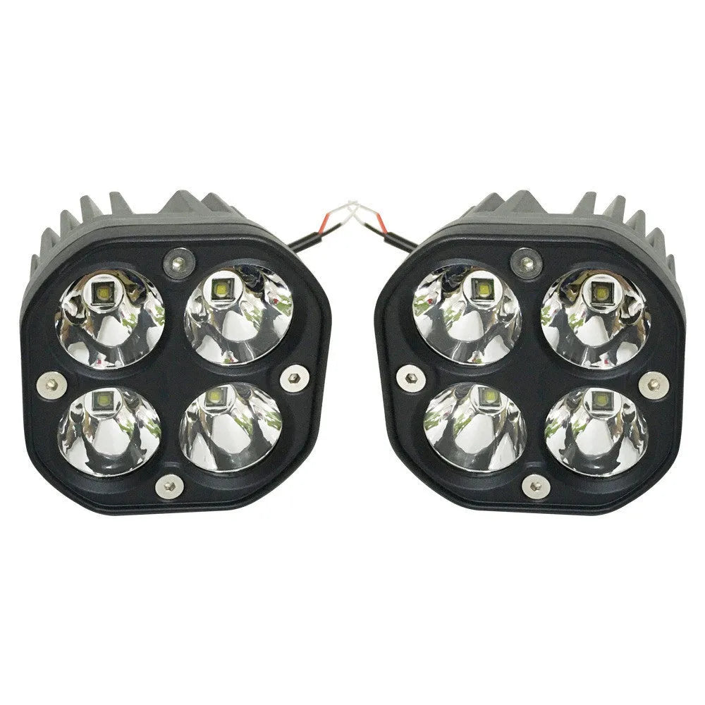 40W off-road LED spotlight in white or yellow with aluminium alloy housing, 12-24V and 0.5A, compact 7.5mm stated size.