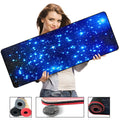 Blue star mouse pad with high-density fabric surface and anti-skid rubber base on a desk