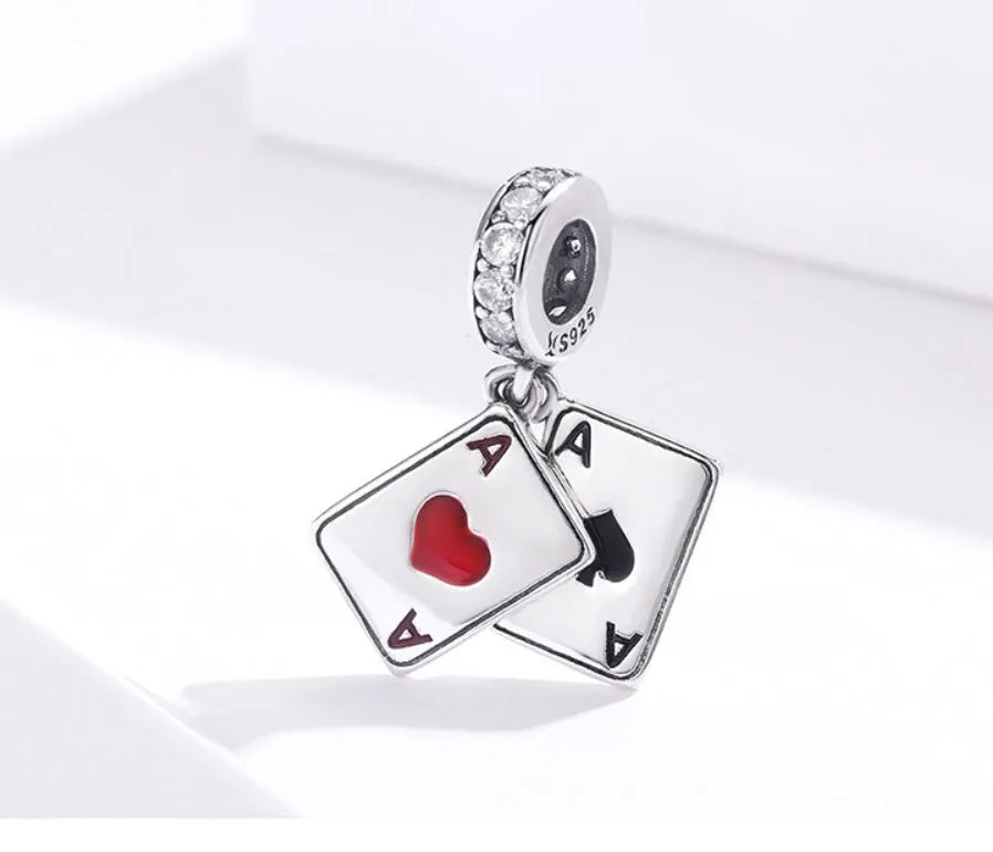 Sterling silver 925 pendant bead with zircon stone, oxidised drip finish, 2.4cm height