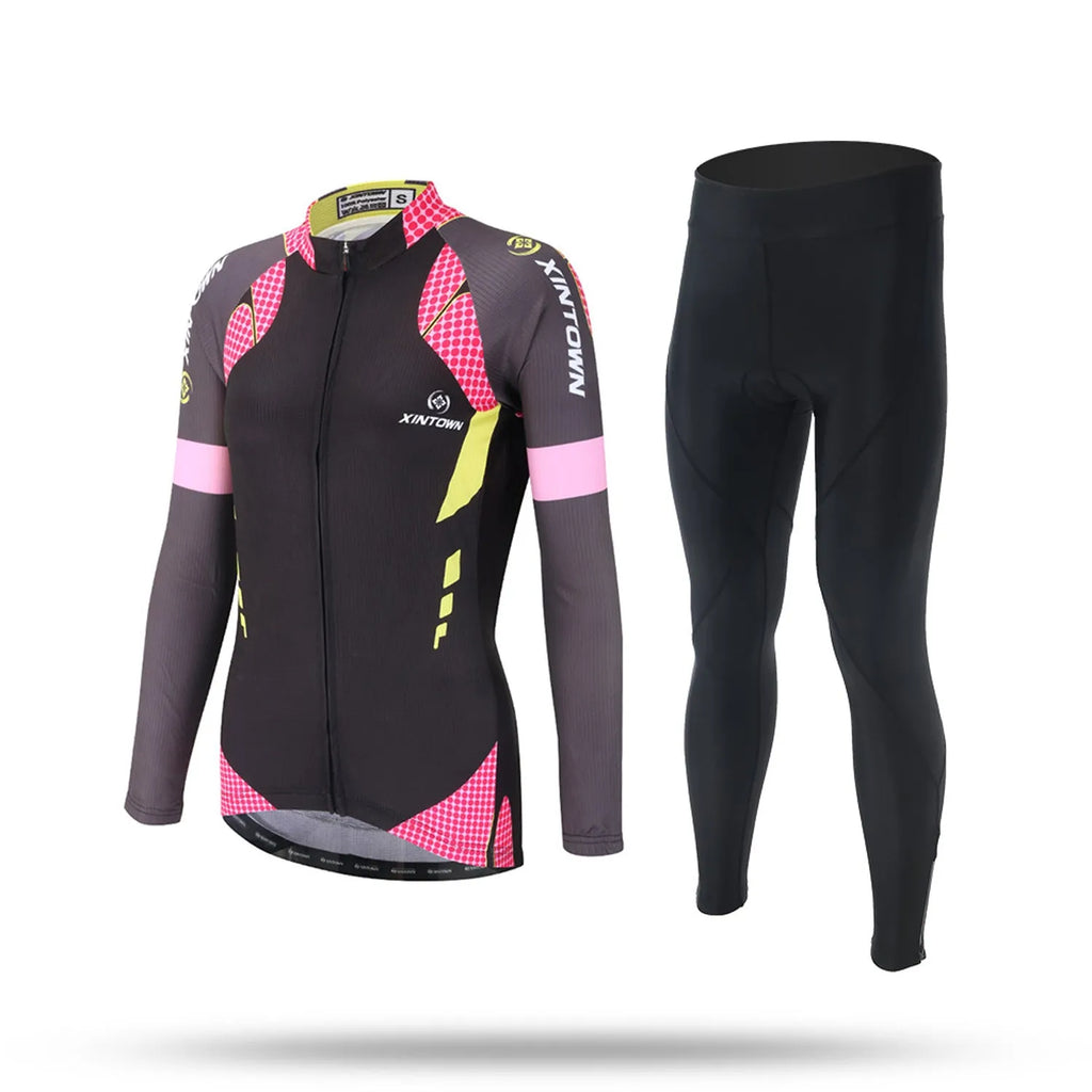 Women's long sleeve cycling jersey in polyester mesh close fit, Blue Wisp colour
