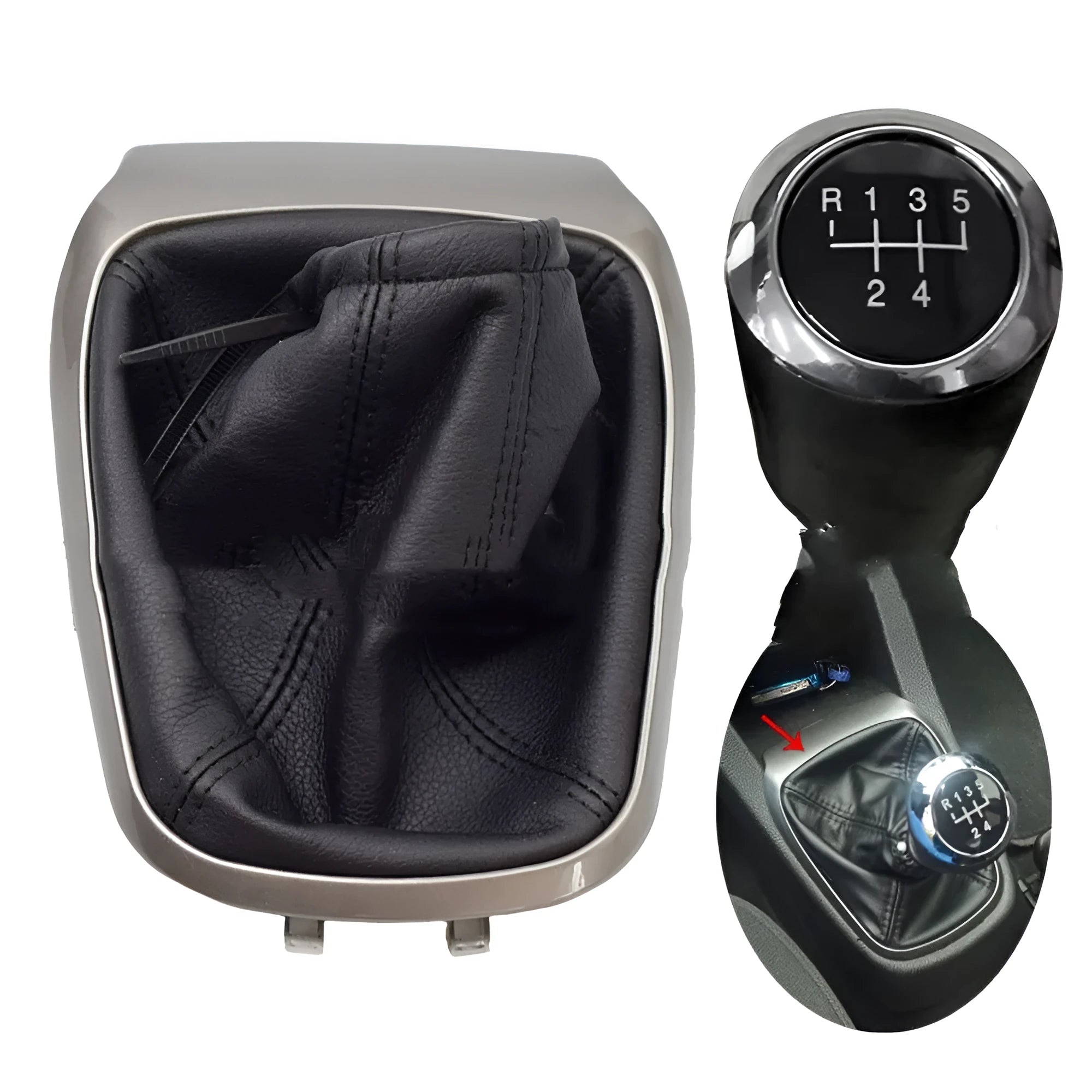 Black leather gear knob cover for Chevrolet Sonic Aveo T300 2011-2015 5-speed shift protection