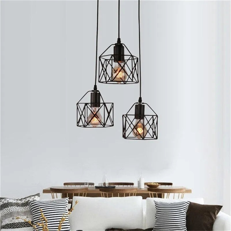 American country style decorative light fitting with iron shade, shown in a single head configuration.