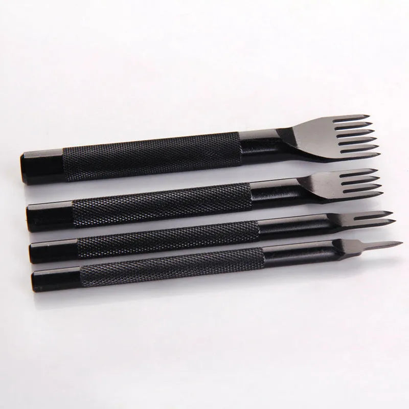 Black DIY leather punch tool with diamond teeth, 3mm pitch, 166g weight, PP bag packaging
