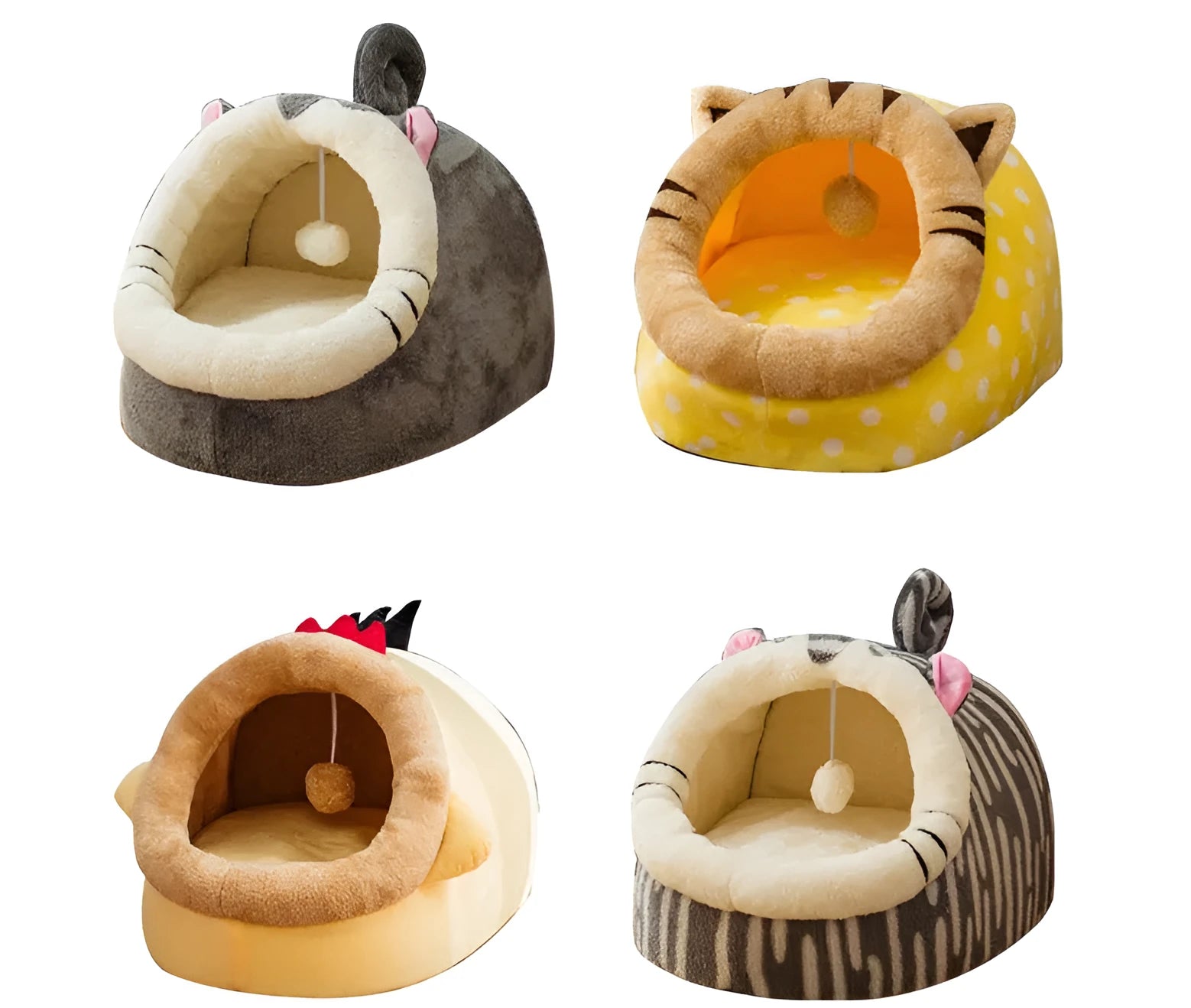 Washable pet kennel bed in brown leopard pattern, size M, on a wooden floor, showing non-slip bottom and removable cover.
