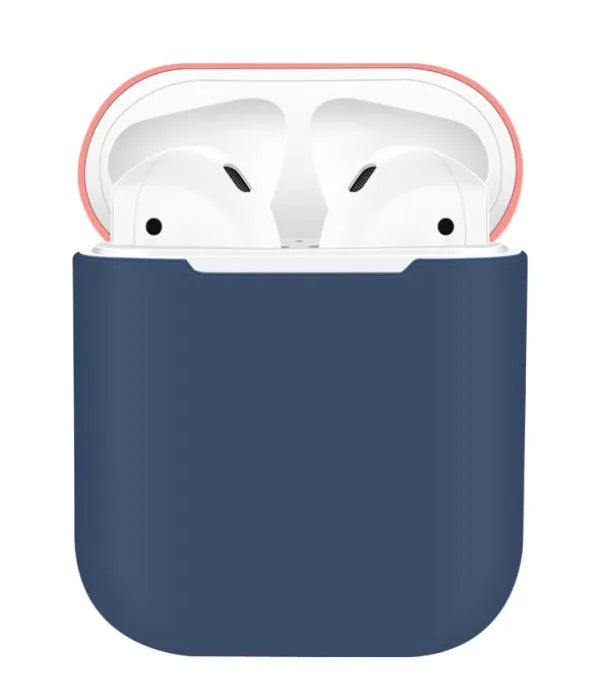 Silicone protective cover for Apple AirPods charging case in a split style design, shown in a selection of colours.