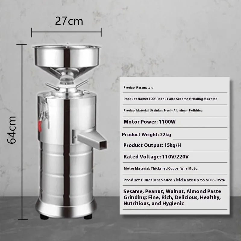 Stainless steel electric sesame paste grinding machine with 100mm wheel