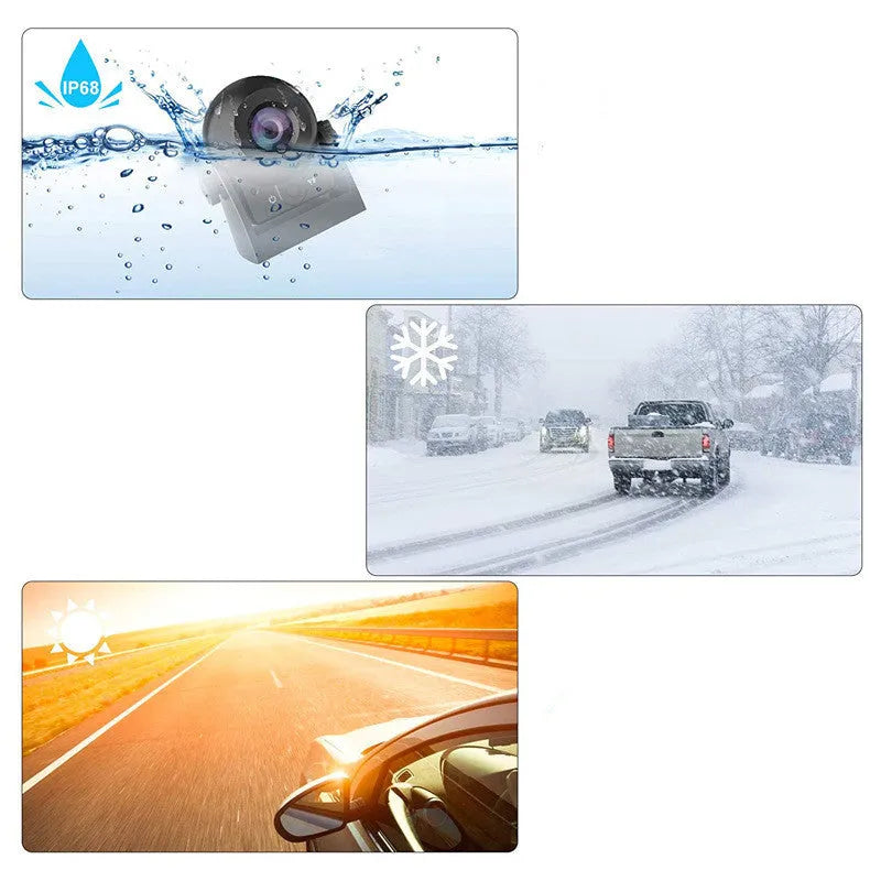 HD wireless infrared night vision reversing camera with 4.3 inch display and 170 degree adjustable angle, black plastic shell
