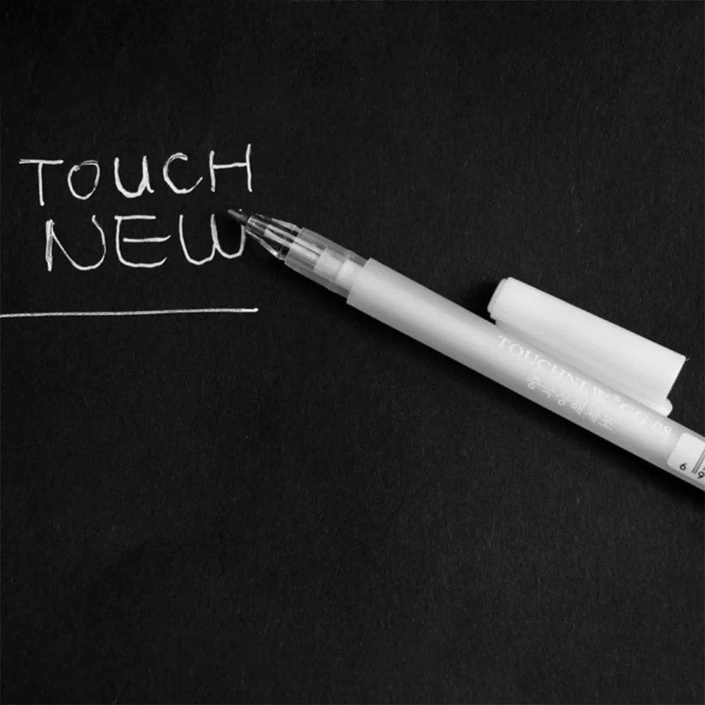 Touchnew black hand-painted highlight pen with 0.8mm tip in golden, silver and white ink colours