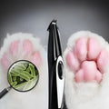 Black pet hair clippers with ceramic blade and ABS plastic body, USB rechargeable, 300mA