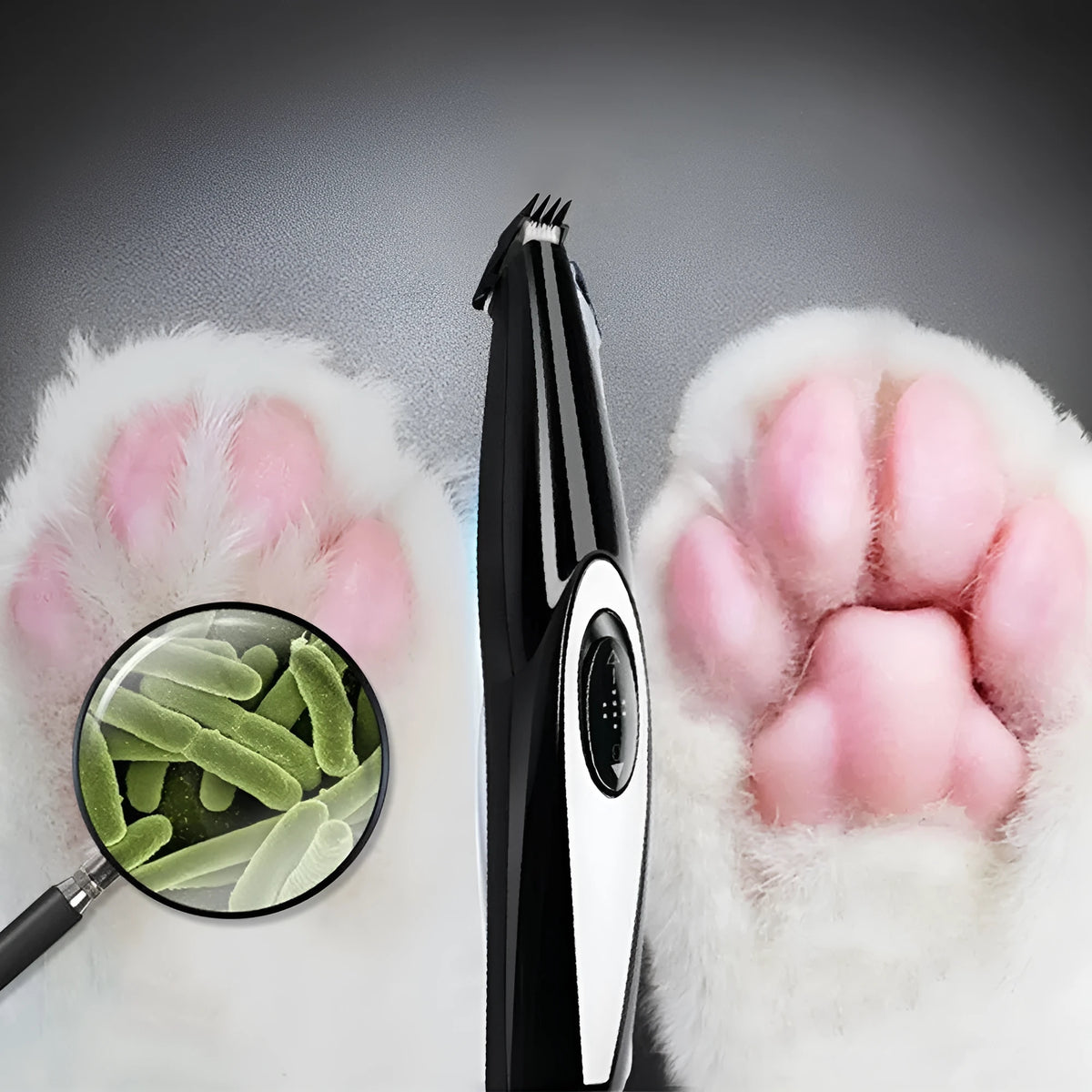 Black pet hair clippers with ceramic blade and ABS plastic body, USB rechargeable, 300mA