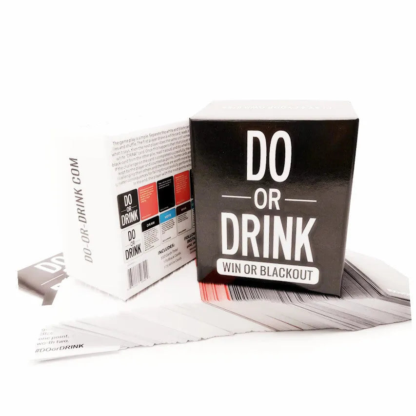 DO OR DRINK board game card set in colour box with coated paper cards for interactive party play