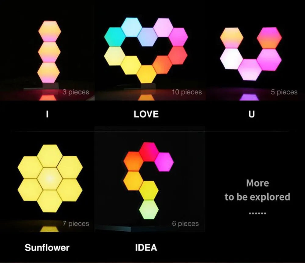 Smart home quantum lamp with app voice control, colourful LED blocks, and UK plug for indoor use