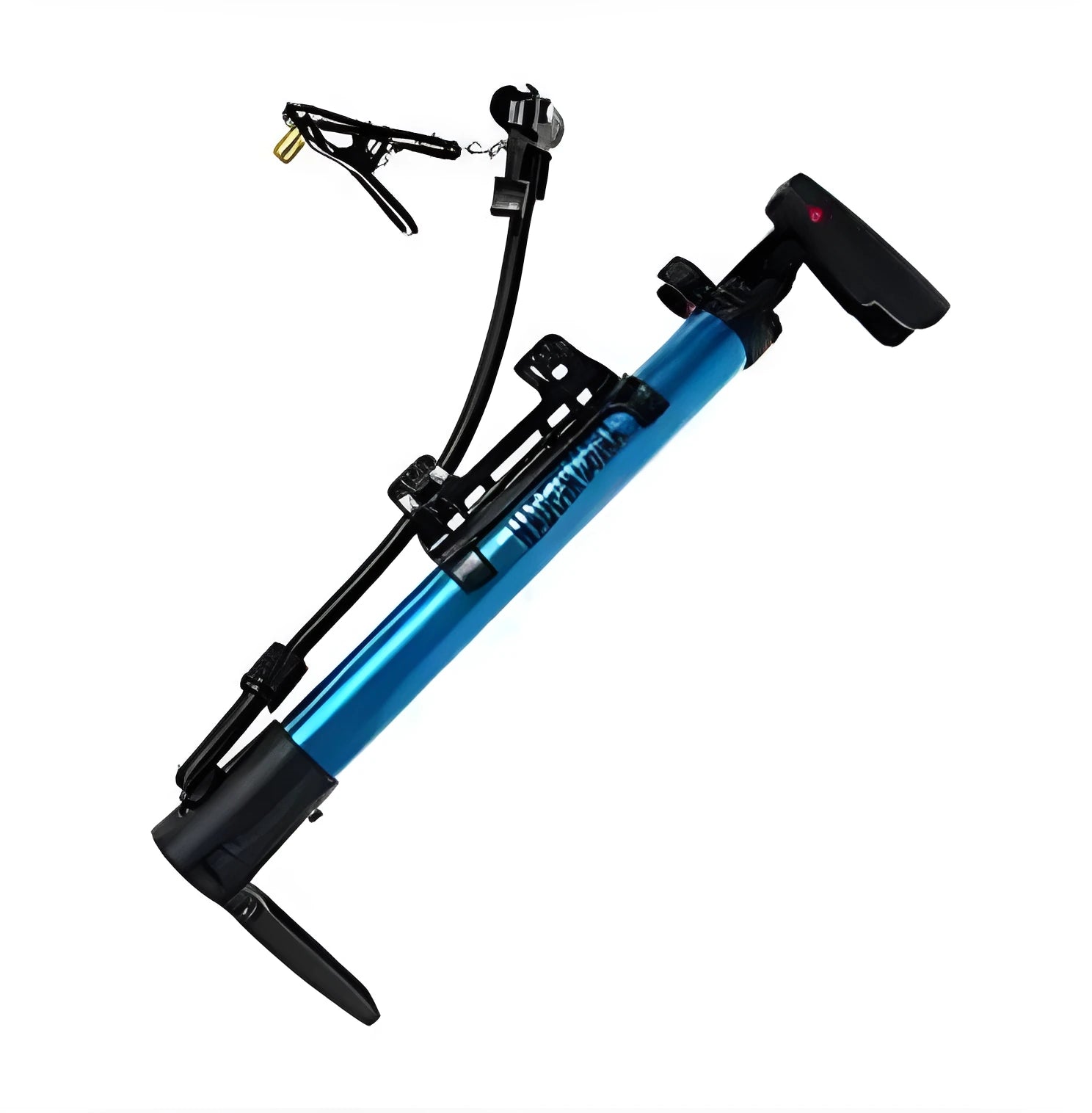 Portable mini bicycle air pump aluminium alloy 5.5x34cm blue with mounting frame