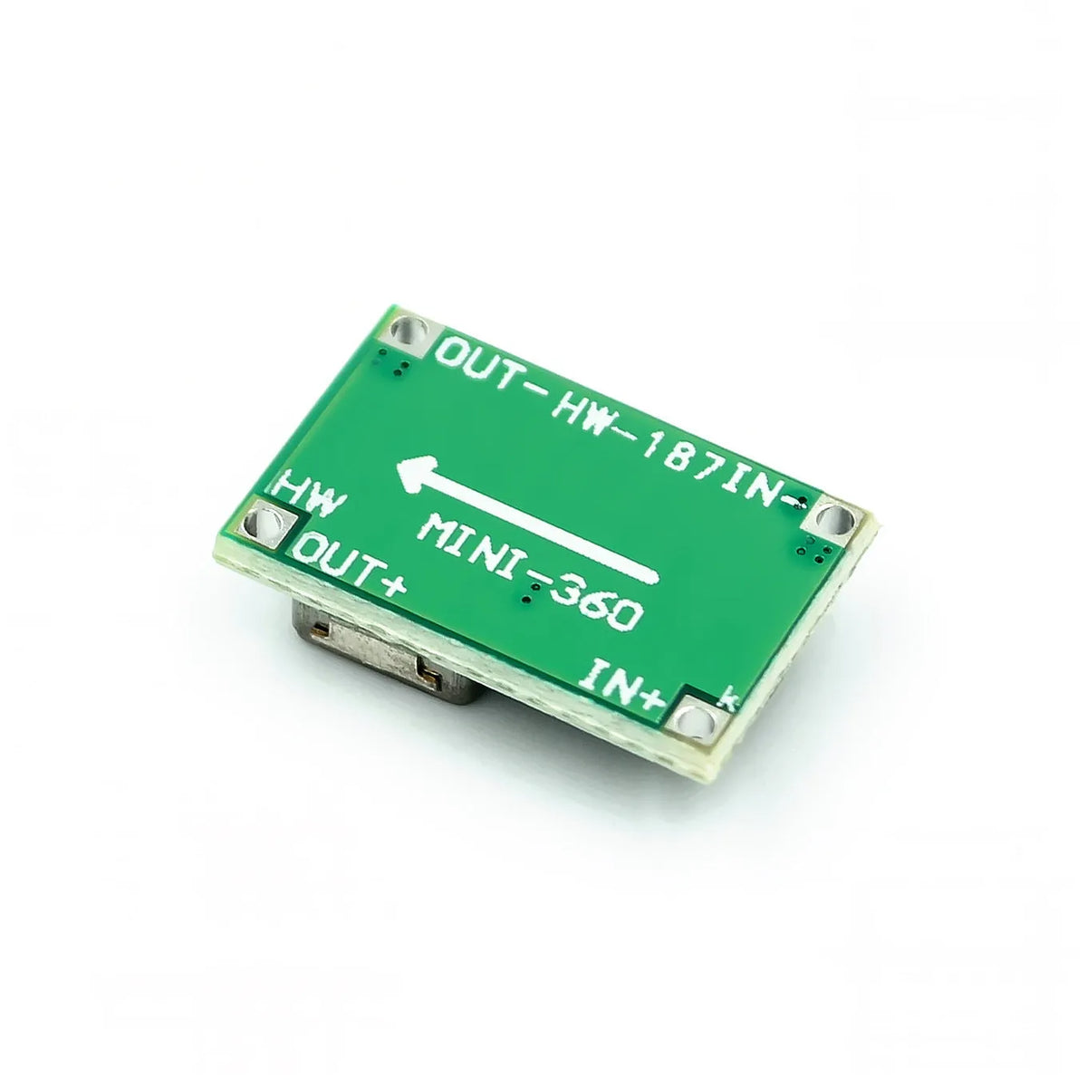 Mini-360 green DC buck converter module, 17 x 11 x 3.8mm, 4.75V-23V to 1.0V-17V synchronous rectifier