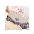 BIRDS women's PU leather wallet with embroidered flower pattern, zip-around closure, mid-length horizontal square shape