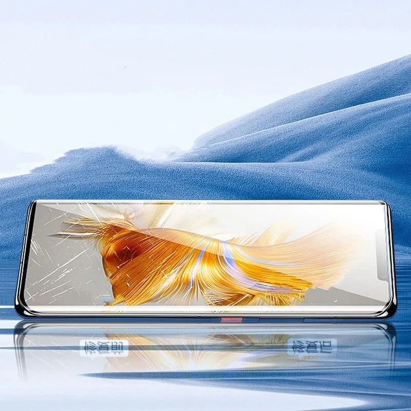 Huawei Mate60 TPU screen protector film with anti-fingerprint and self-healing features including installation tools.
