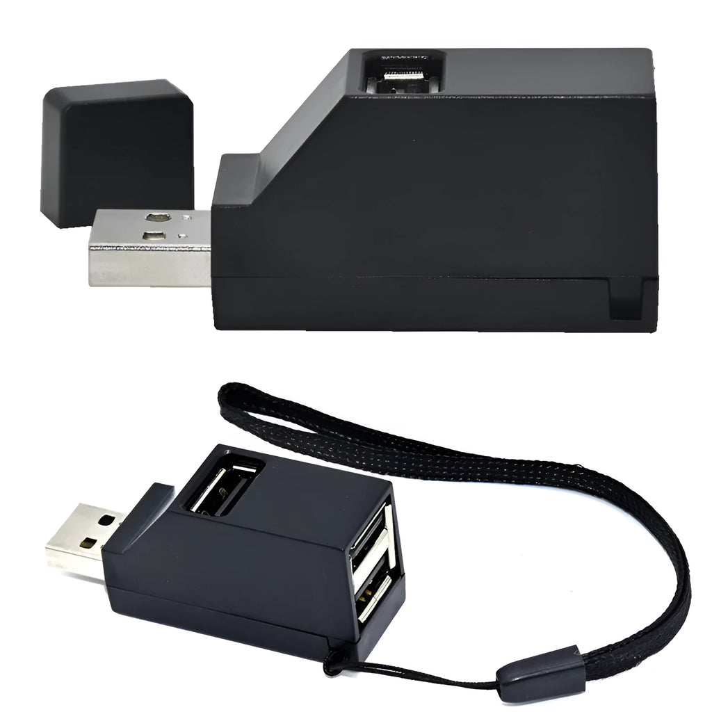 USB 2.0 mini portable splitter hub 4-port black model xcy-007h