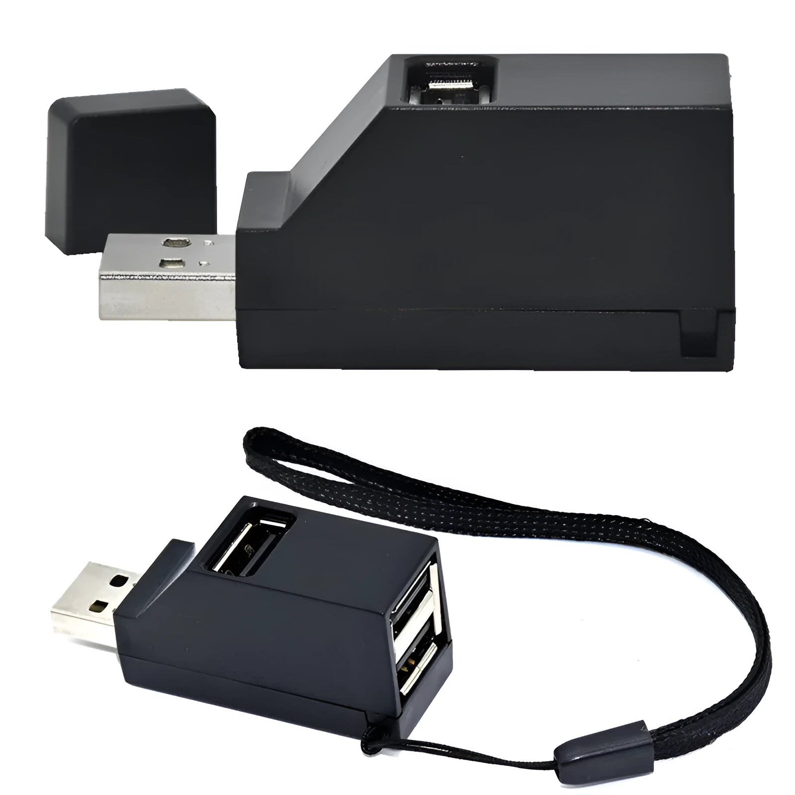 USB 2.0 mini portable splitter hub 4-port black model xcy-007h