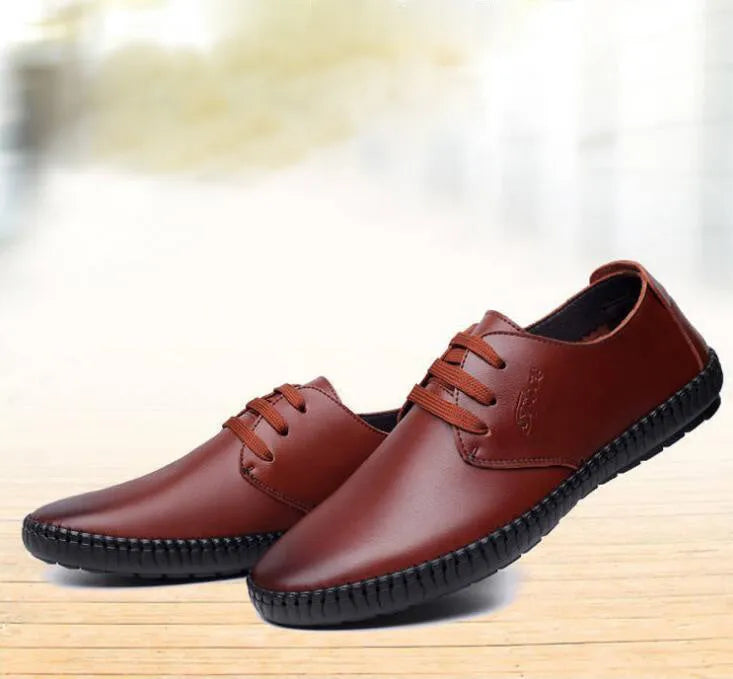 New Strap Man Casual Shoes PU Upper Rubber Outsole Black Brown Solid Spring Autumn