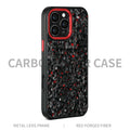 Carbon fibre phone case with metal frame in black magnetic, all-inclusive shockproof shell for iPhone 13 Pro to 16 Pro Max