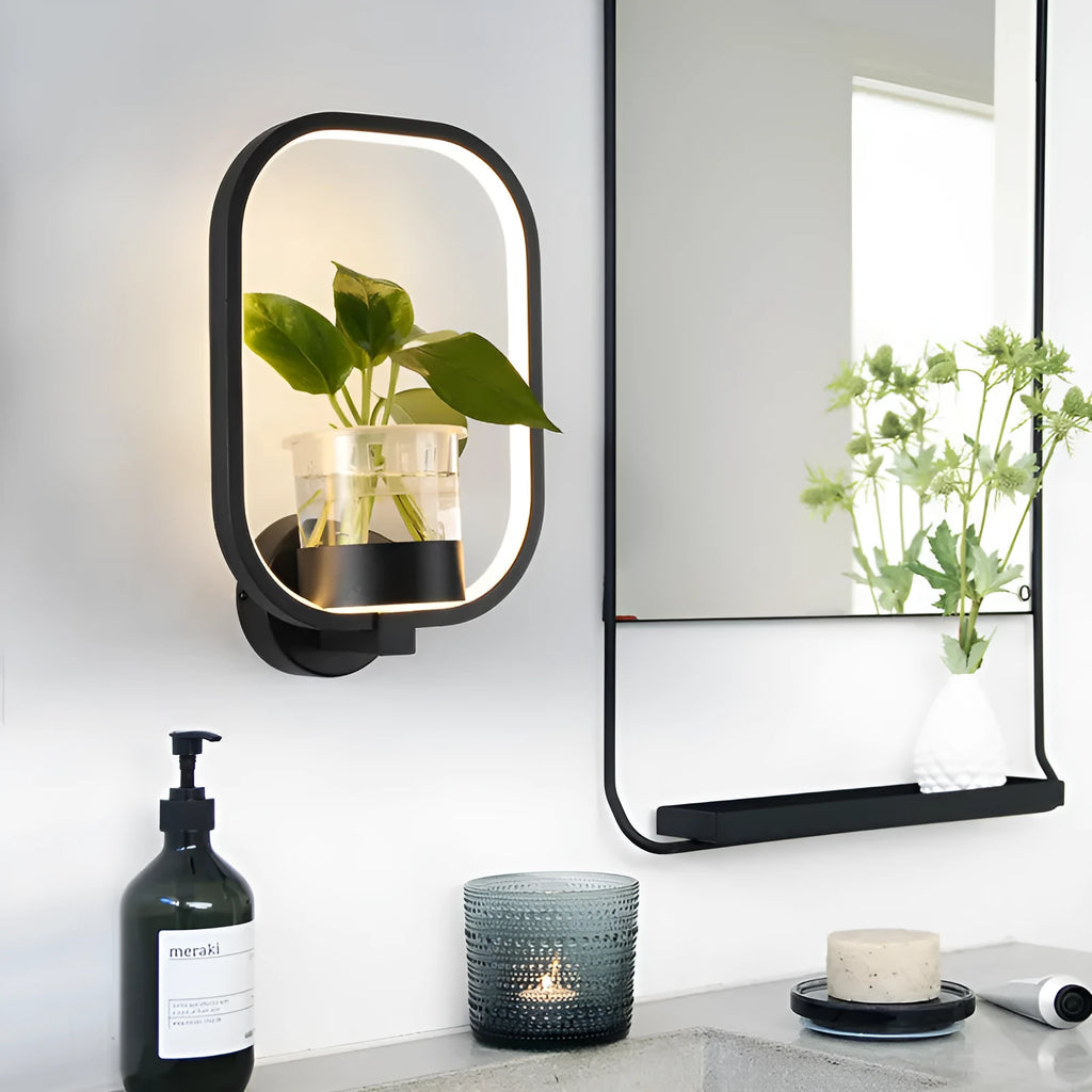 Decorative wall lamp with sandblasted iron finish, 30cm diameter, round shape, black colour, integrated LED strip