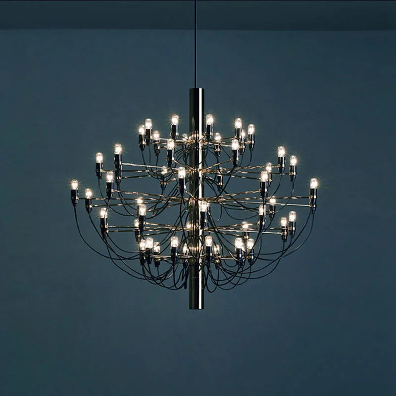Modern wooden floor lamp with three fork design and white acrylic shade