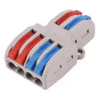 Pack of insulated electrical wire connector terminal blocks, SPL 42 and SPL 62 styles, with brass pins.
