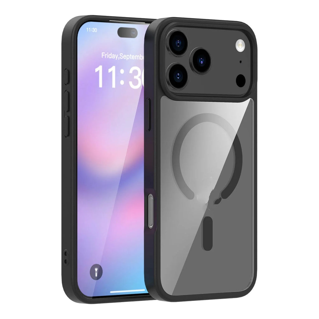 TPI PC translucent frosted phone case with magnetic suction for iPhone 17 Pro Max in black