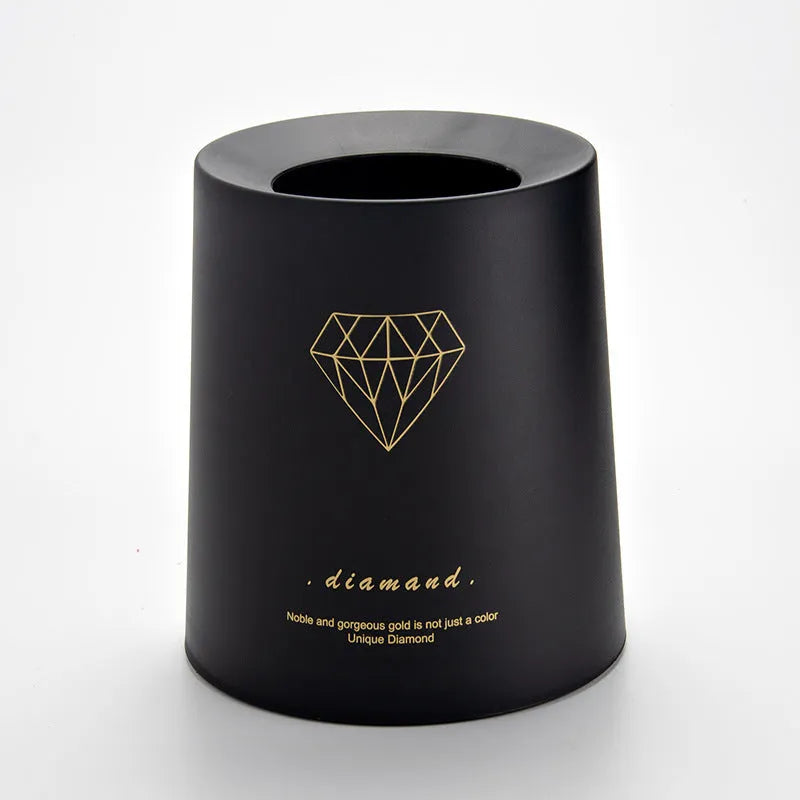 Creative Nordic drum-shaped plastic trash can with no cover in a white reindeer colour, 8L size for home or office use.