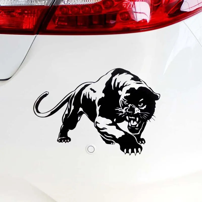 Leopard print reflective car sticker, PET, 19.5x13.5cm, black or white, for all vehicles