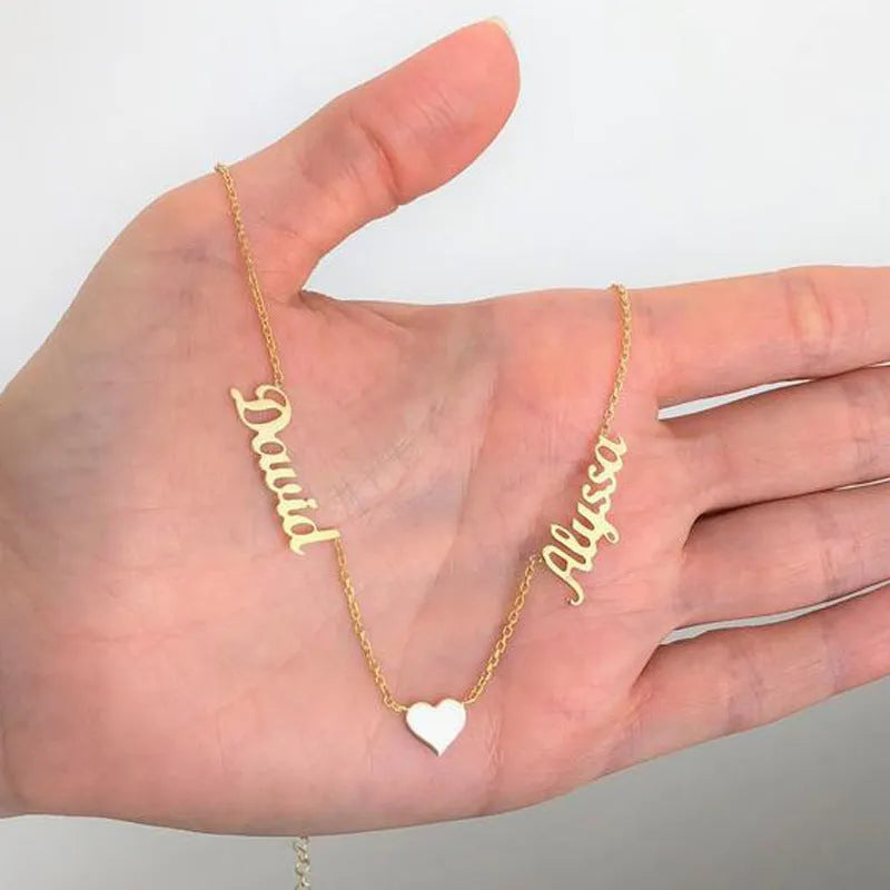 Custom love necklace for women stainless steel pendant personalised with letters or text snake chain