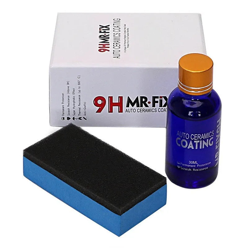 Anti-scratch car ceramic coating 9H hardness 30ml bottle with sponge applicator
