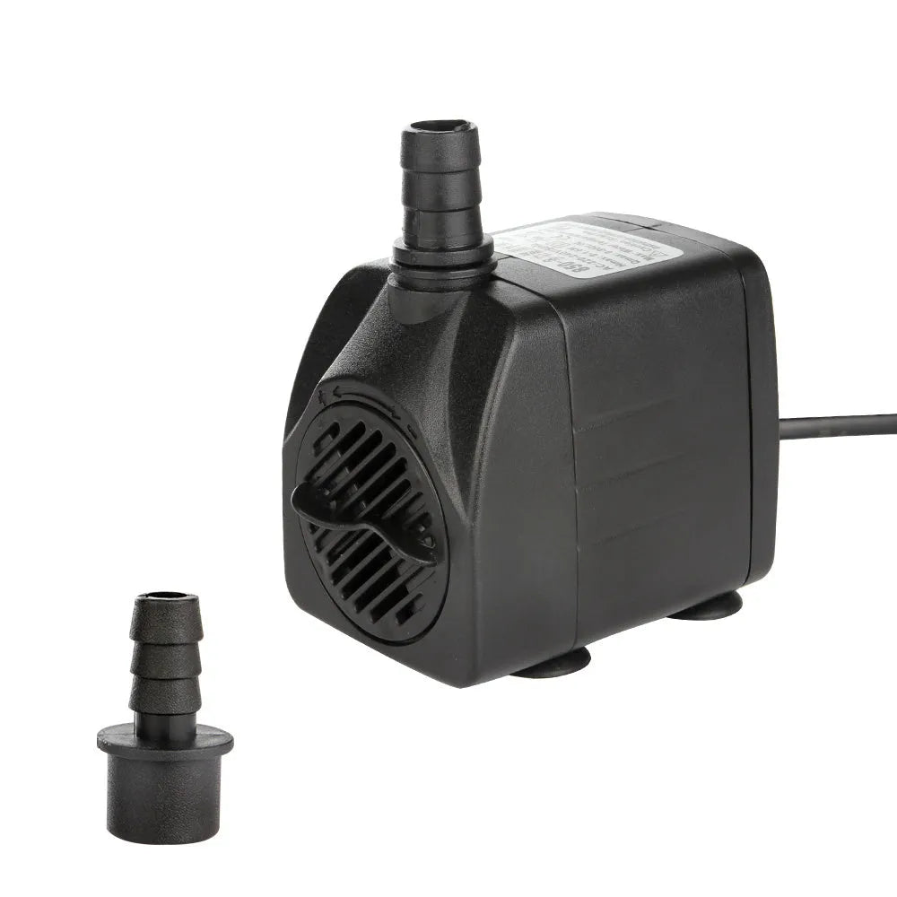 Black submersible aquarium pump for water circulation and rockery landscaping