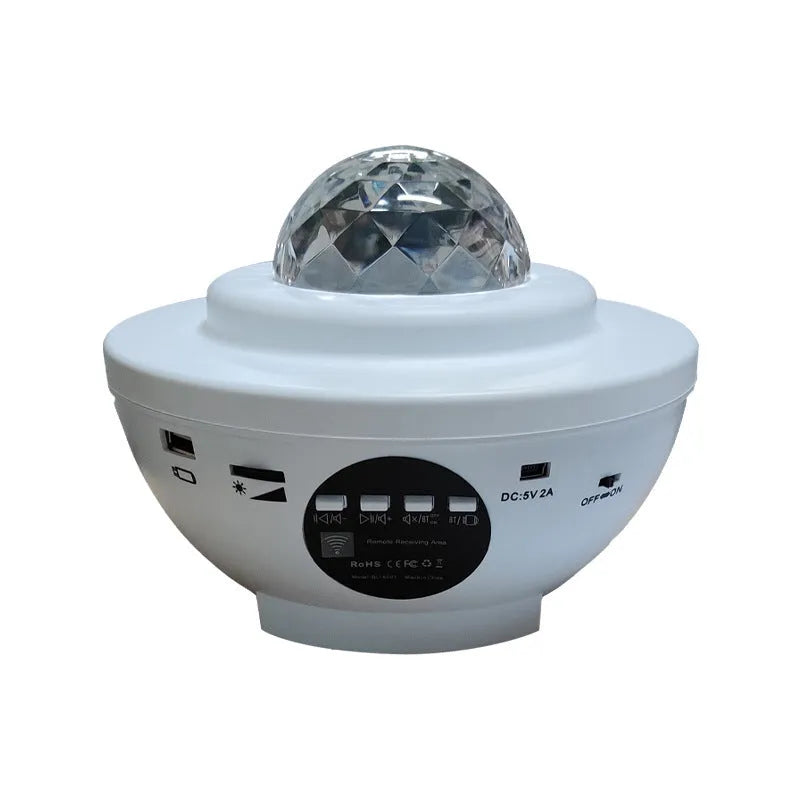 Round LED starry sky projector night light, 110mm, remote control and USB charging, black or white