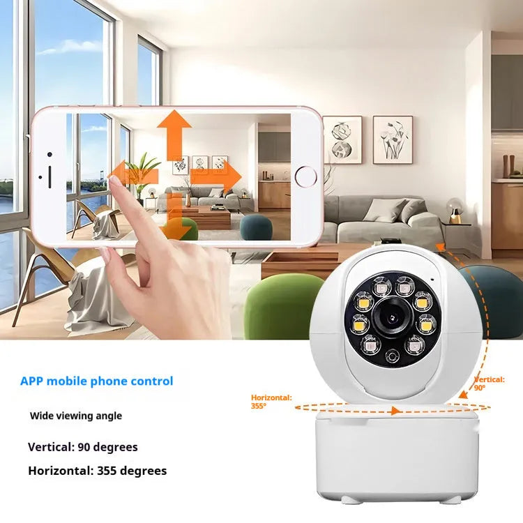 1080p HD home security camera with ceiling mount bracket and dual-light panorama design