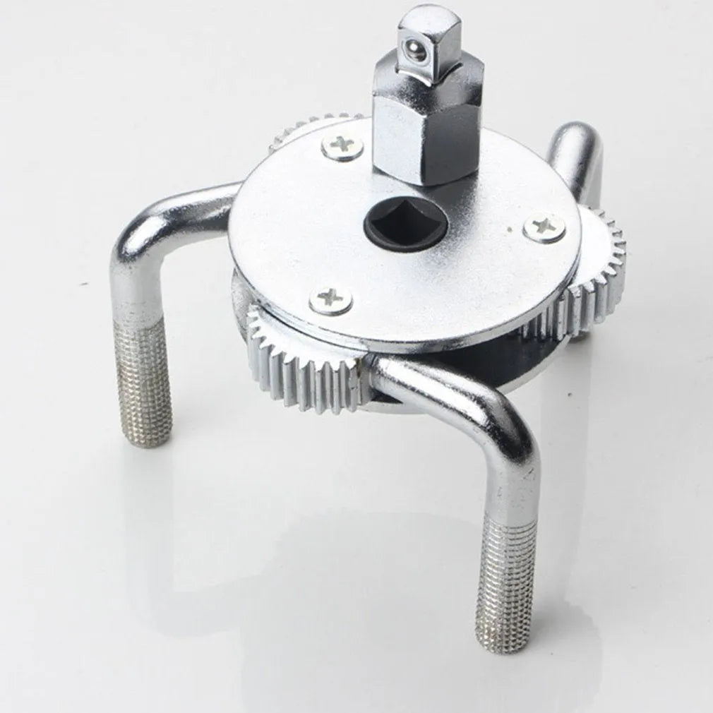 Silver round three-jaw oil filter wrench with frosted surface for automotive use