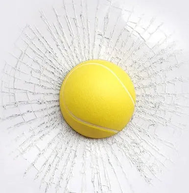 Set of 6 3D stereo car decals with basketball, football, tennis, baseball, and soccer ball designs on glass surface