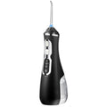 Personal portable tooth cleaner with 180ml water tank and USB charging cable, shown in black colour