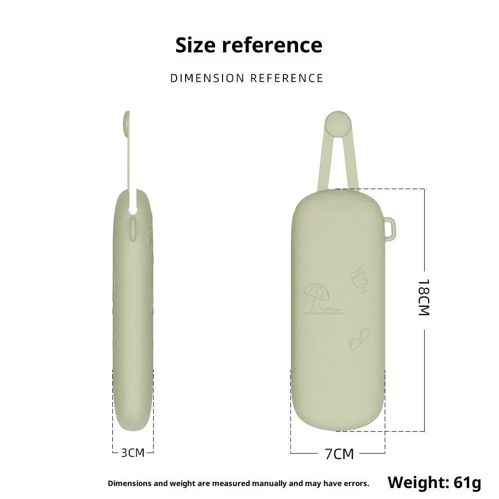 Silicone glasses storage bag in black, open and holding a pair of glasses, with a soft flexible surface.
