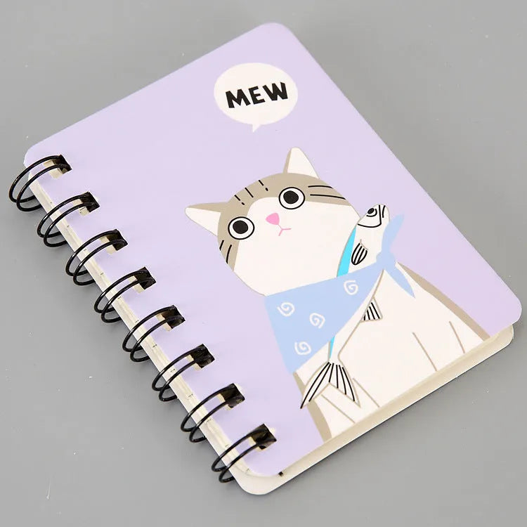 Small cartoon thickened cute portable mini coil notebook 80x105 mm 50 sheets with pen, multiple colours