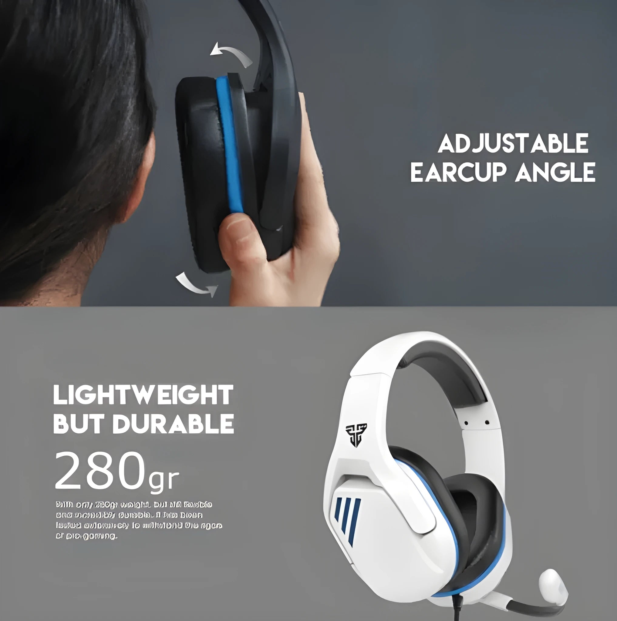 Black MH86 over-ear gaming headset with a detachable microphone boom and a 3.5mm/USB cable.