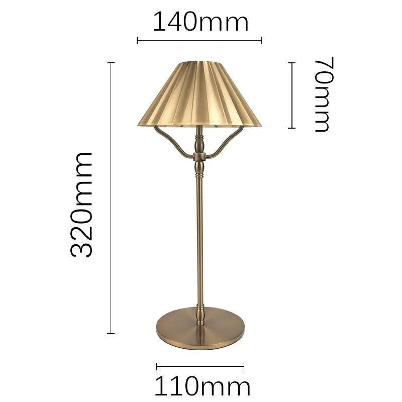 Gold-coloured alloy desk lamp with touch controls and type-C charging port