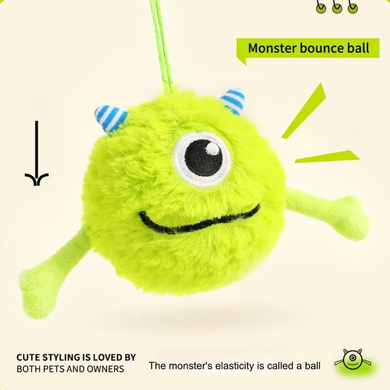 Green plush dog chew ball with TPR flexible interior, 12cm diameter with squeaker sound