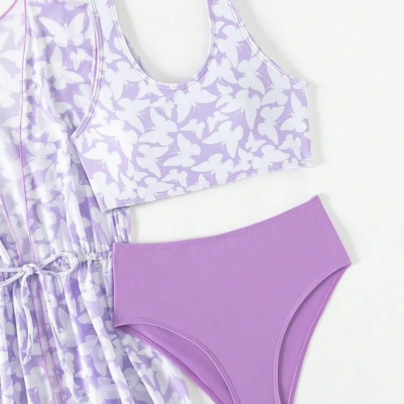 Girls' three-piece swim cover-up set in colour 3218 with coat, vest, and pants for swimming ages 8-12
