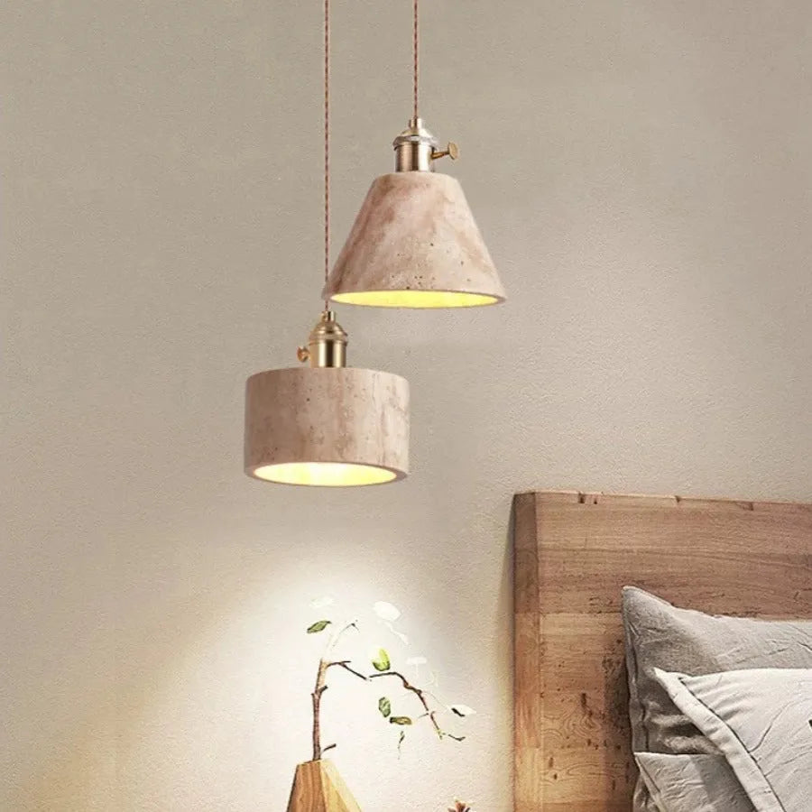 Modern cream style yellow cave stone LED suspension chandelier for study and dining room, 220V, EU CE certified.